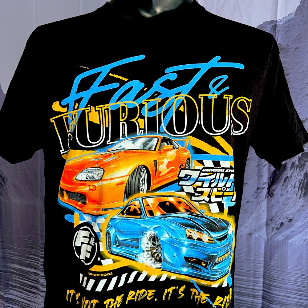 New Fast and Furious Unisex Graphic Tee Street Racing Car Shirt size Large